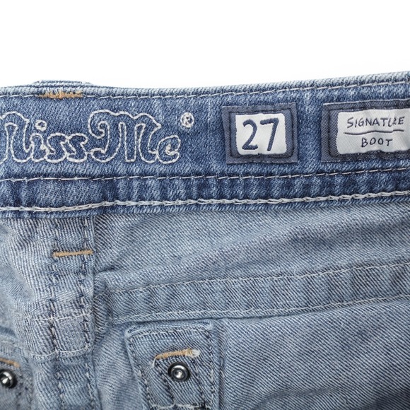 Miss me jeans Womens 27 Signature Boot Embroidered Studded Flare Low JP7697B4 - Picture 3 of 16
